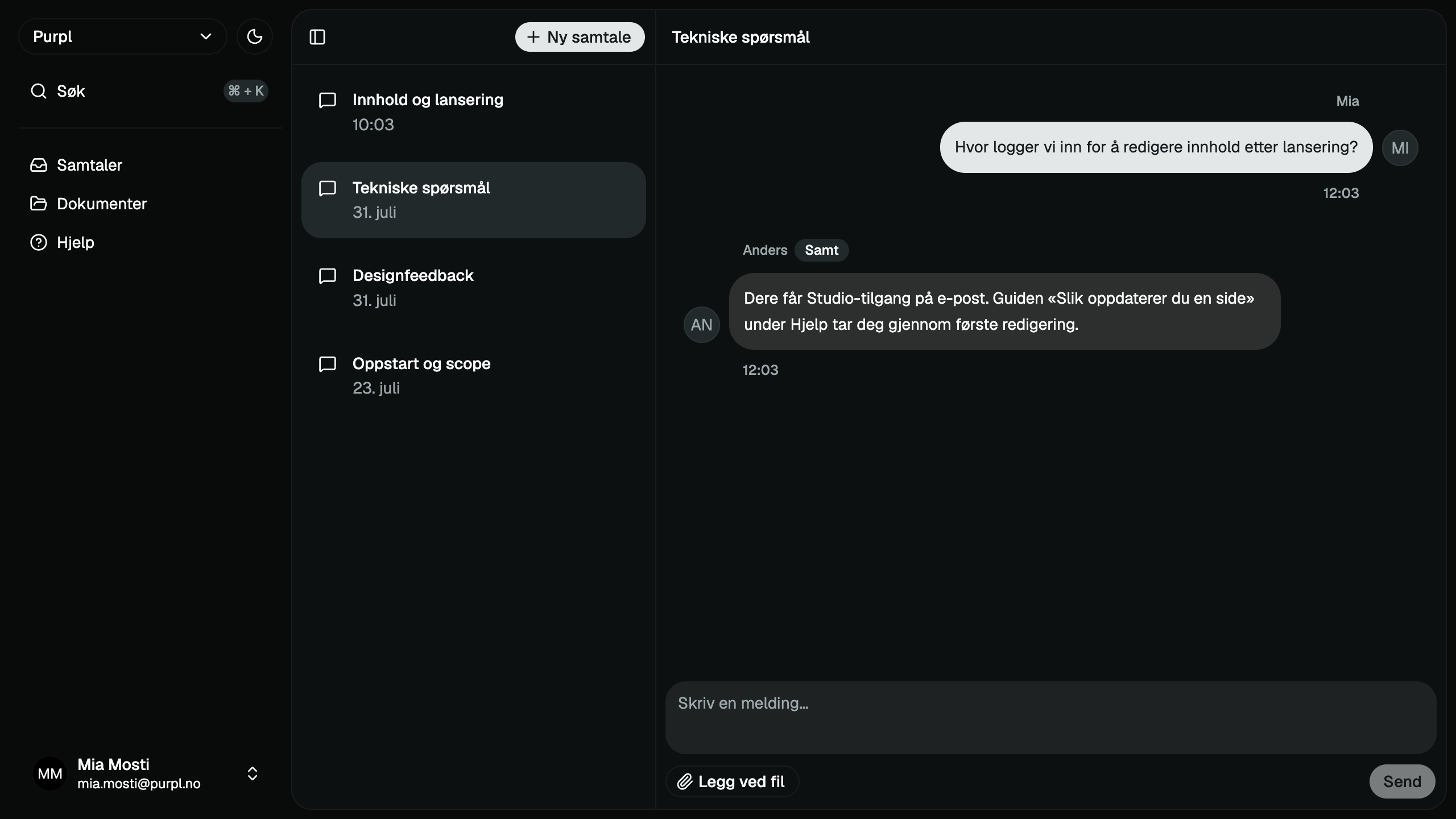 Samtaler i Din oversikt
